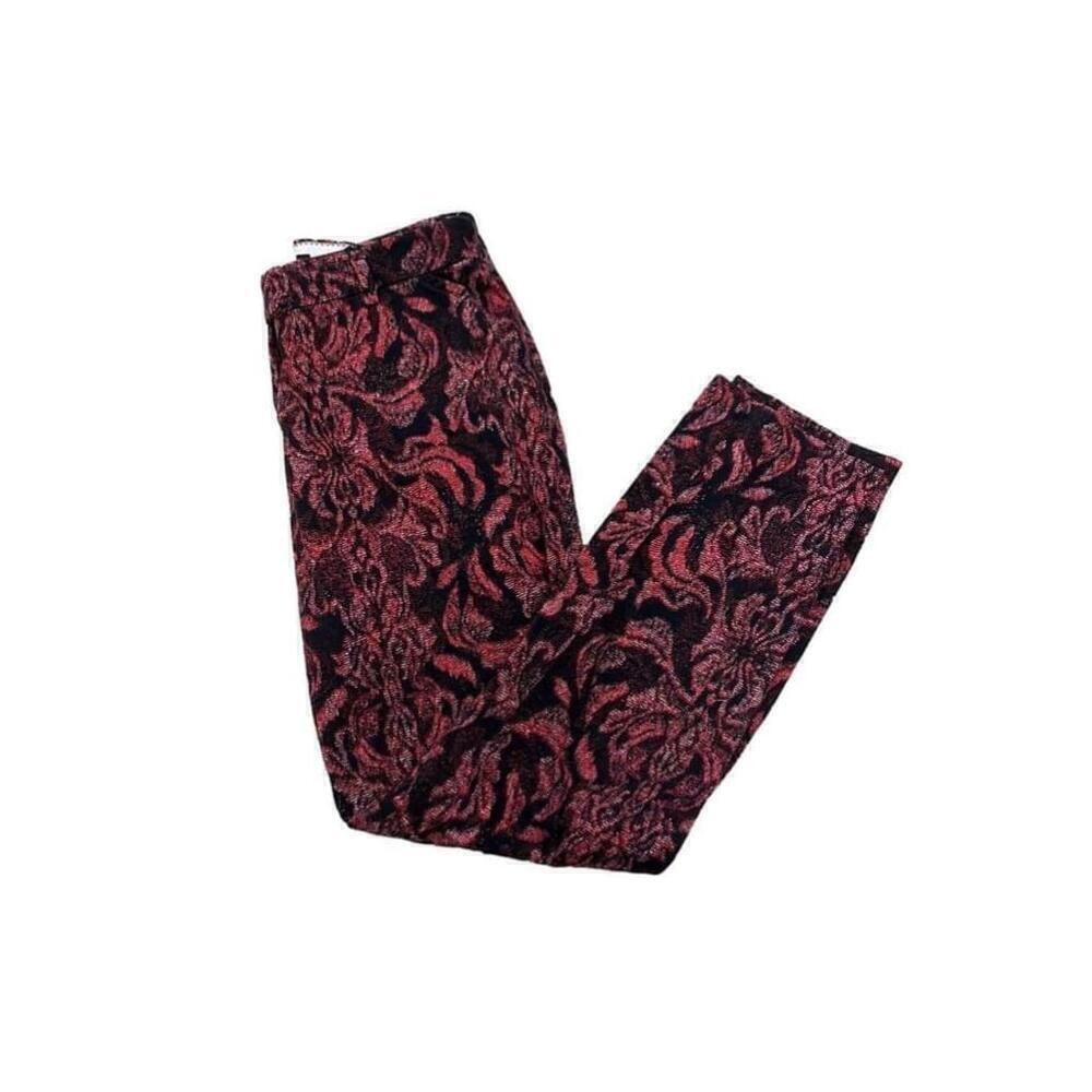 H&M Damask Print High Rise Straight Leg Cropped Pant 4